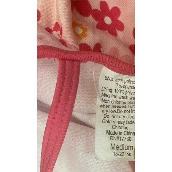BABY GIRLS One PIECE Sleeveless Flower Pink SWIM SUIT MED 18-22 LBS Pounds - Picture 9 of 9